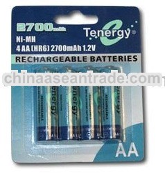 Tenergy 4-PACK NiMH AA 2700mAh Rechargeable Batteries