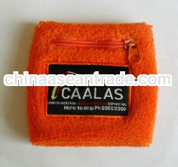 terry wristband with zipper pocket