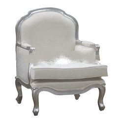 French Chair Silver Painted Upholstery Single Seat