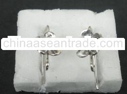 EWFMN55 - 925 Sterling Silver Flower Ear Wire with CZ