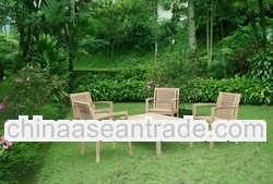 Outdoor Garden Teak Wooden Stacking Table and Chairs Set