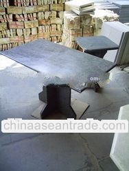 Natural Grey Rectangle Beveled Edge Basalt Stone Garden Table