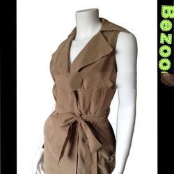 Smart Casual Sleeveless Khaki Trend Dress