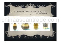 A Thai Natural Bamboo Covered Ceramic 04, Thai Vase product, Made in Thailand, Handmade crafts Produ