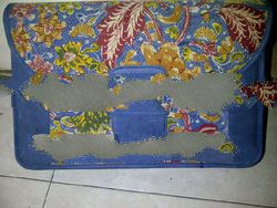 Batik Old Antique Fabric Clutch with Cow Leather