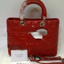 Large Coral Patent Leather Lady bag