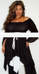 white/black tie front shirt