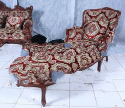 French Chaise Lounge - Mahogany Wood Carving Furniture