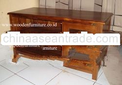 Teak TV Table Teak Wood TV Console Contemporary TV Stand Teak Minimalist Home Furniture Teak Indoor 
