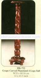 Grape Carved Planstand 4 Legs Tall Mahogany Indoor Furniture