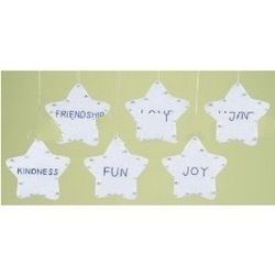 Club Pack of 48 Star with Word Assorted Christmas Ornaments 5"