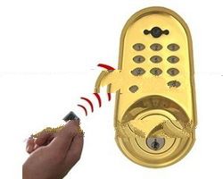 Polished Brass Keyless Deadbolt Lock - Touchpad & Remote Control