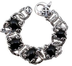 Silver bracelet with big links and shells from 925 sterling silver