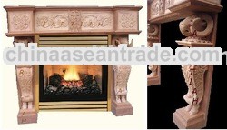 Hand Carved RAM Head Wood Mantel