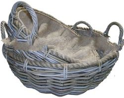 log basket with rattan kubu grey and burlap liner set of 2