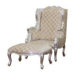 Silver Leaf lazy Chair with Ottoman Upholstered