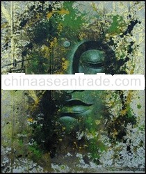 Budha faces with gold pradha painting