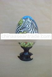 Wooden Duck Egg With "Zebra"