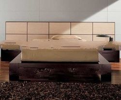 Soho Platform Bed in Wenge w/ Natural Panels and Nightstands