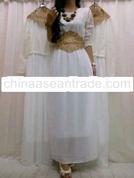 INDO09017 Brocade Chiffon Maxi Dress
