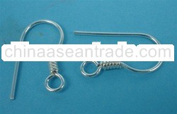 EWFMN45 - 925 Sterling Silver French Earring Hook with Coil Ear Wires