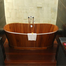 wooden bathtub