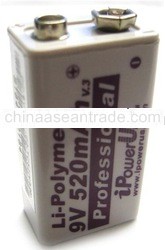 iPower PRO Rechargeable 9V Lithium Polymer Battery 520mAh
