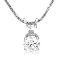 Platinum Round Diamond Solitaire Pendant (1/2 ct, G-H Color, VS2 Clarity)