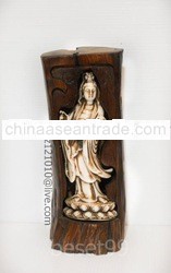 Gaun Yin statue base with Thai teak