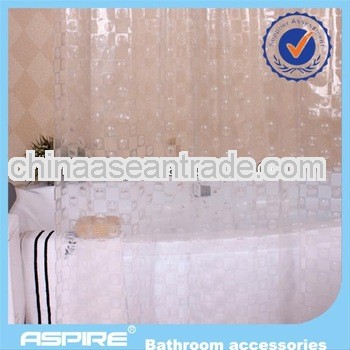 white 3D shower curtain in home