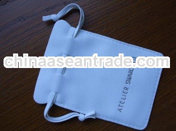 white custom printed velvet pouch