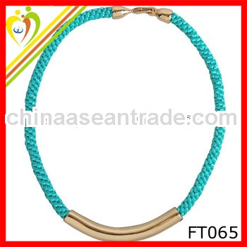 wholesale 2013 fashionable and cheap gold metal elements rope necklace