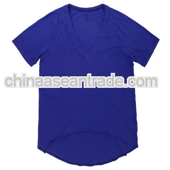 wholesale bulk women fashion design Deep V neck short sleeve t shirt