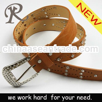 wholesale custom ladies rhinestone belts for clothes ,cheap rhinestones leather belts with diamond b
