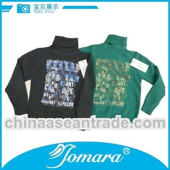 wholesale high neck long sleeve kids' green winter sweater