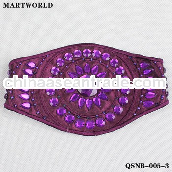 wholesale purple beaded waist belt trim (QSNB-005-3)
