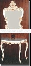 Antique White with Gold Trim Finish - Carrara Marble Top