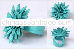 High Quality New Design Costume Flower Fashion Leather Ring