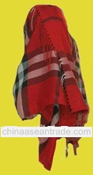 Rectangular Red Woolen Headscarf