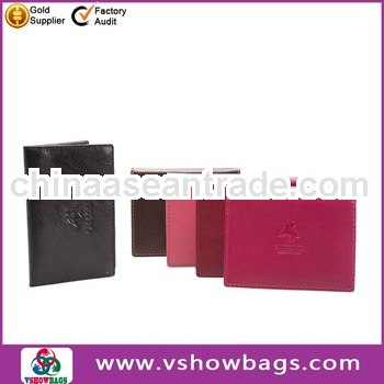 woman Red genuine leather business card holder