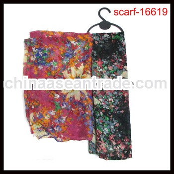 woman european vintage flower print scarf