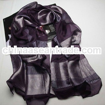women fashion long purple silk scarf