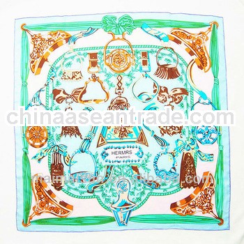 women floral printed fashion square silk arab hijab