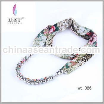 women multicolor printed jersey necklace pendent scarf with jewellery