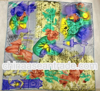 women square floral silk fashion scarf hijab