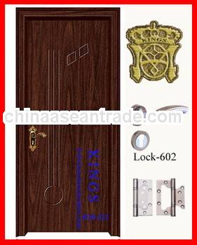 wooden mdf pvc room doors with frame, casing, lock, hinges