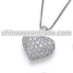 Heart pendant 18K white gold and diamond F IF 3EX GIA