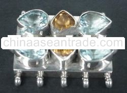 SS Bayonet Clasp with Topaz & Citrine