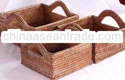 S/3 SQR Basket with Eared Handles