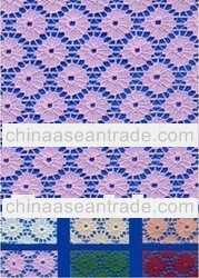 Rigid All-Over Polyester Flower Raschel Knitted Lace